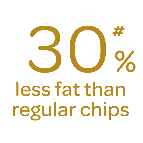 30% less fat than regular chips cooked in palm oil